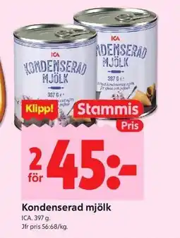 ICA Kvantum Kondenserad mjölk, Medlemspris erbjuda
