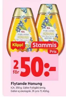 ICA Kvantum Flytande Honung, Medlemspris erbjuda