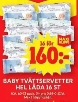 ICA Maxi ICA Baby tvättservetter hel låda 16 st erbjuda