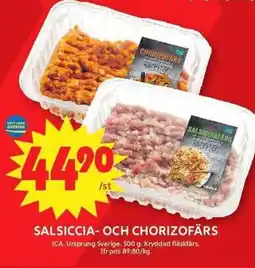 ICA Maxi ICA Salsiccia- och chorizofärs erbjuda