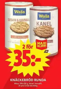 ICA Maxi WASA Knäckebröd runda erbjuda