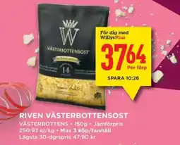 Willys Riven Västerbottensost erbjuda