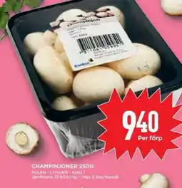 Willys Champinjoner 250g erbjuda