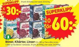 ICA Supermarket Bönor/Kikärtor/Linser erbjuda