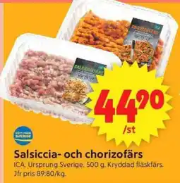 ICA Supermarket Salsiccia- och chorizofärs erbjuda