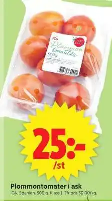 ICA Supermarket Plommon tomater i ask erbjuda