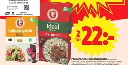 ICA Supermarket Makaroner, fullkornspasta erbjuda