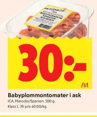 ICA Supermarket Babyplommontomater i ask erbjuda