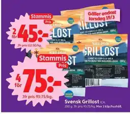 ICA Supermarket Svensk Grillost ICA erbjuda