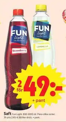 ICA Supermarket Fun Light Saft erbjuda