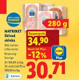 Lidl MATRIKET Skivad skinka erbjuda
