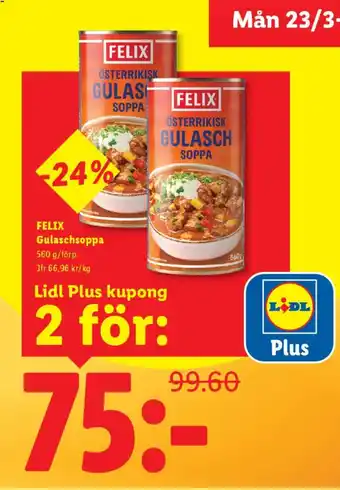 Lidl FELIX Gulaschsoppa erbjuda