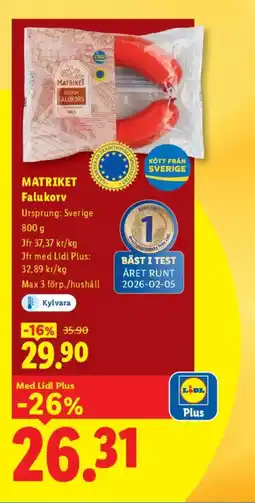 Lidl MATRIKET Falukorv erbjuda