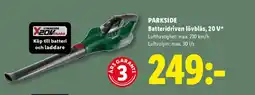 Lidl PARKSIDE Batteridriven lövblås, 20 V erbjuda