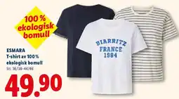 Lidl ESMARA T-shirt av 100% ekologisk bomull erbjuda