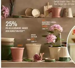 Mio 25% PÅ ALLA KRUKOR, VASER OCH KONSTVÄXTER erbjuda