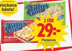 Matöppet Billys Panpizza erbjuda