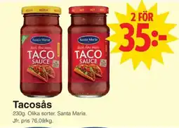 Matöppet Santa Maria Tacosås erbjuda