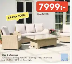 Bo Ohlsson Elisa 3-sitsgrupp erbjuda