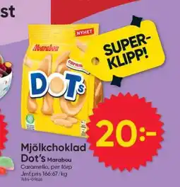 DollarStore Mjölkchoklad Dot's Marabou erbjuda