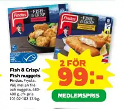 Coop Findus Fish & Crisp/ Fish nuggets erbjuda
