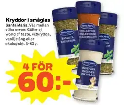 Coop Santa Maria Kryddor i småglas erbjuda