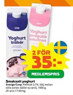 Coop Smaksatt yoghurt, Medlemspris erbjuda