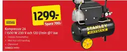 Jula Kompressor 24 l 1500 W 230 V och 120 l/min @7 bar erbjuda