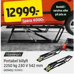 Jula Hamron Portabel billyft 2250 kg 230 V 542 mm erbjuda