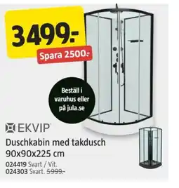 Jula Duschkabin med takdusch erbjuda