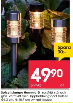 Rusta Solcellslampa Hammarö erbjuda