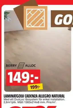 Bauhaus LAMINATGOLV CADENZA ALLEGRO NATURAL erbjuda