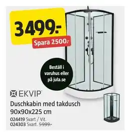 Jula Duschkabin med takdusch 90x90x225 cm erbjuda