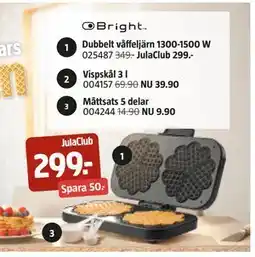 Jula Dubbelt våffeljärn 1300-1500 W, Medlemspris erbjuda