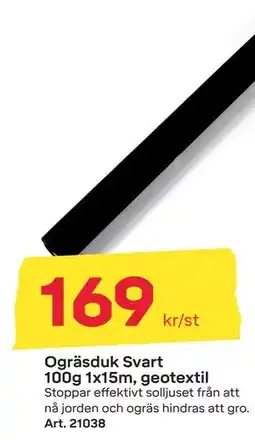 Byggmax Ogräsduk Svart 100g 1x15m, geotextil erbjuda
