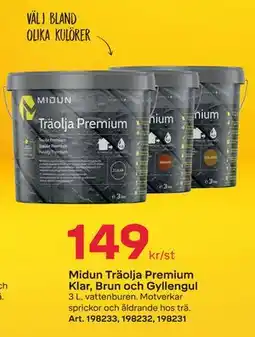 Byggmax Midun Träolja Premium Klar, Brun och Gyllengul erbjuda
