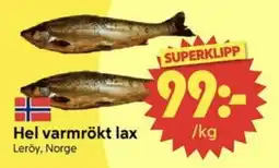 Nya Pulsen Hel varmrökt lax erbjuda