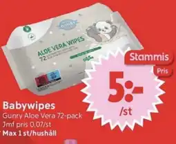 Nya Pulsen GUNRY ALOE VERA Babywipes erbjuda