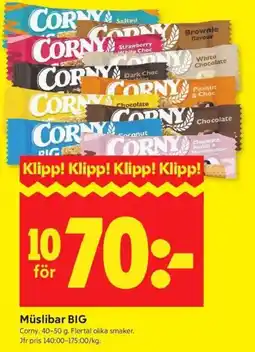 ICA Kvantum CORNY Müslibar big erbjuda