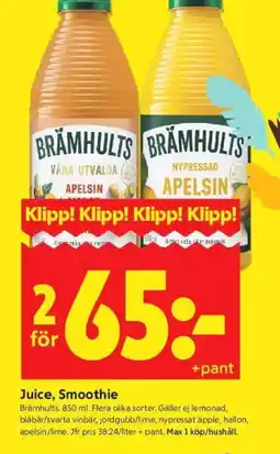ICA Kvantum BRÄMHULTS Juice, smoothie erbjuda
