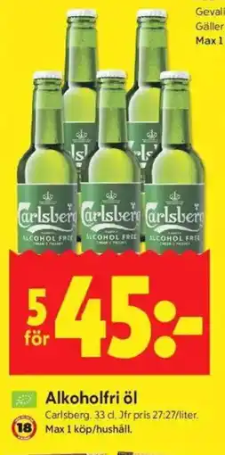 ICA Kvantum CARLSBERG Alkoholfri öl erbjuda