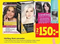 ICA Kvantum L'OREAL Hårfärg, root concealer erbjuda
