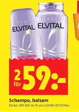 ICA Kvantum ELVITAL Schampo, balsam erbjuda