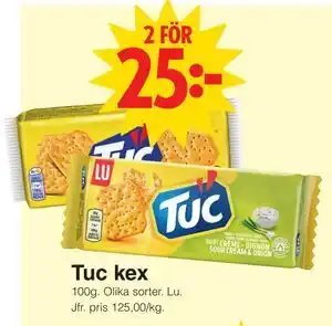Matöppet Tuc kex erbjuda