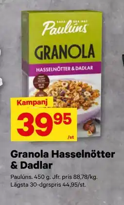 City Gross Granola Hasselnötter & Dadlar erbjuda