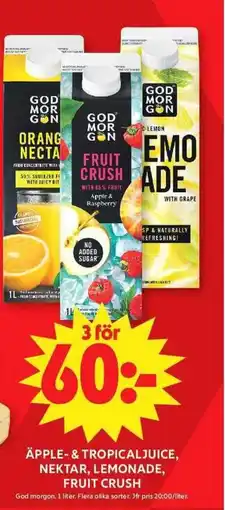 ICA Maxi Äpple- & tropicaljuice, nektar, lemonade, fruit crush erbjuda