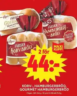 ICA Maxi Korv-, hamburgerbröd, gourmet hamburgerbröd erbjuda