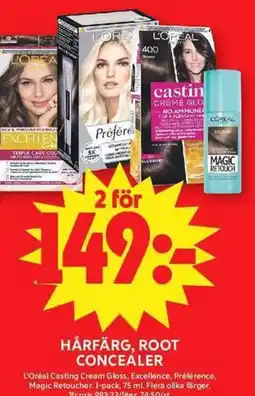 ICA Maxi Hårfärg, root concealer erbjuda