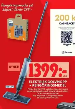 ICA Maxi Elektrisk golvmopp + rengöringsmedel erbjuda