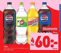ICA Kvantum Pepsi, Zingo, 7-up Läsk erbjuda